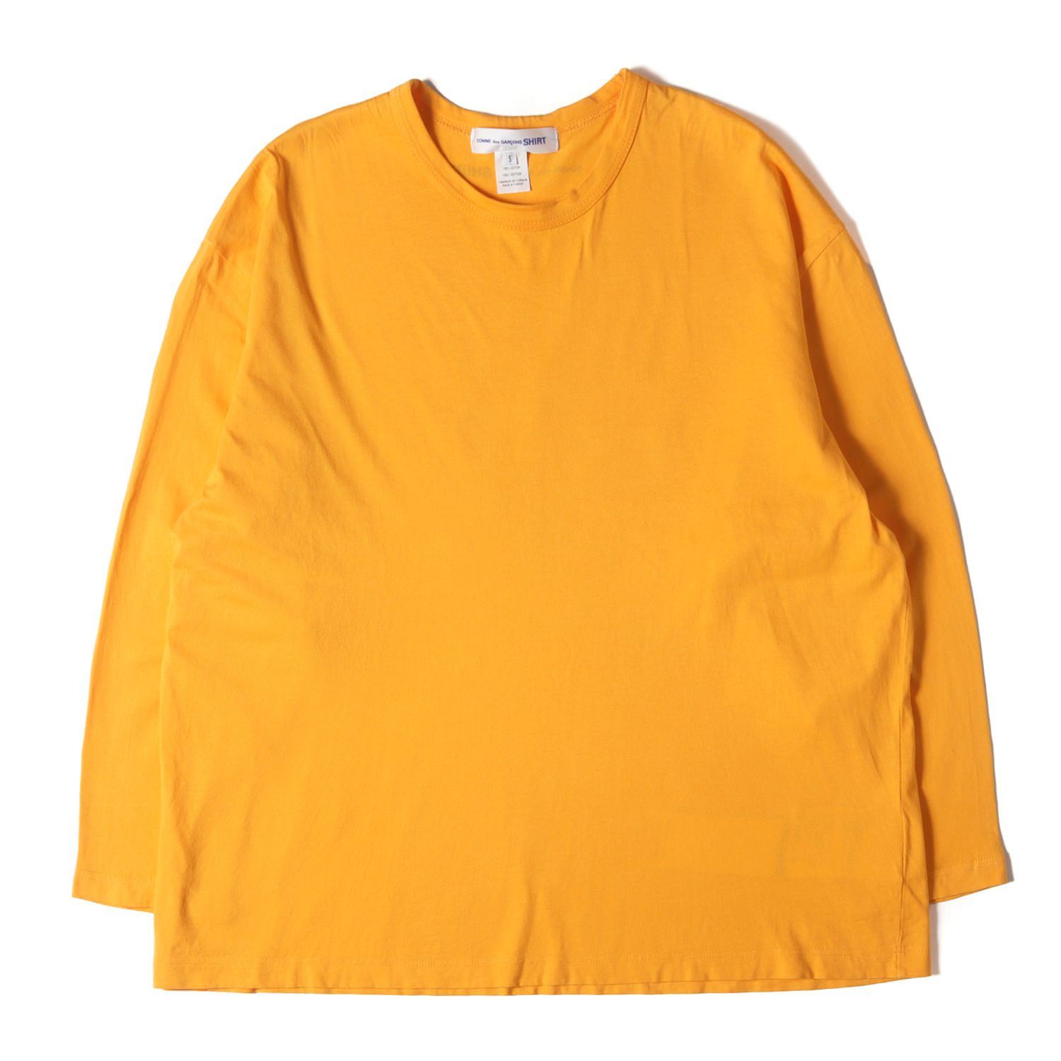【美品】COMME des GARCONS SHIRT コムデギャルソン シャツ Tシャツ イエロー S 25AW バックロゴ オーバーサイズ カットソー トップス 長袖 プルオーバー 薄手【メンズ】【中古】