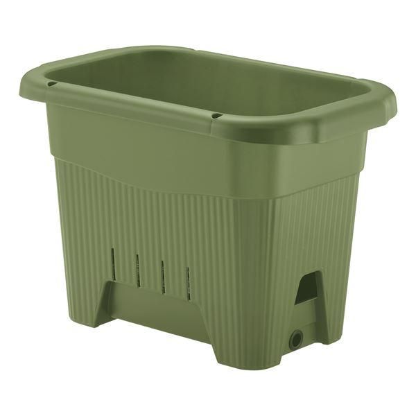 ds-(まとめ) プランター/園芸用品 〔45型 グリーン〕 底面給水タイプ 給水口付き 水ラク 菜園上手 〔×18個セット〕