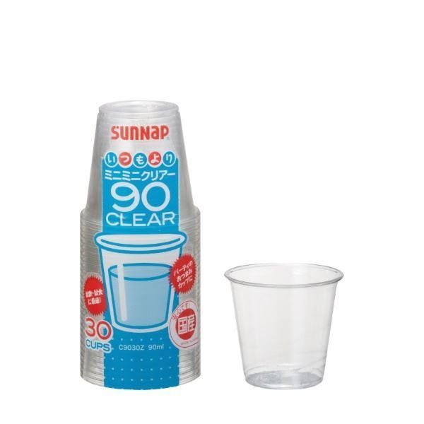 ds-〔まとめ〕 プラスチックコップ 使い捨てコップ 90ml 30個入 ミニサイズ 透明 100個セット 日本製 アウトドア パーティー 会議