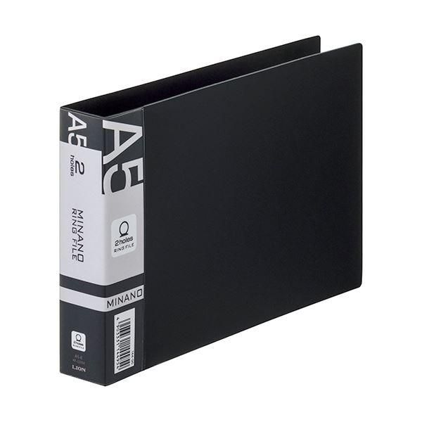 ds-(まとめ) ライオン事務器 リングファイルMINANO(ミナノ) A5ヨコ 2穴 200枚収容 背幅35mm ブラック RF-226M 1冊 〔×30セット〕クリアファイル