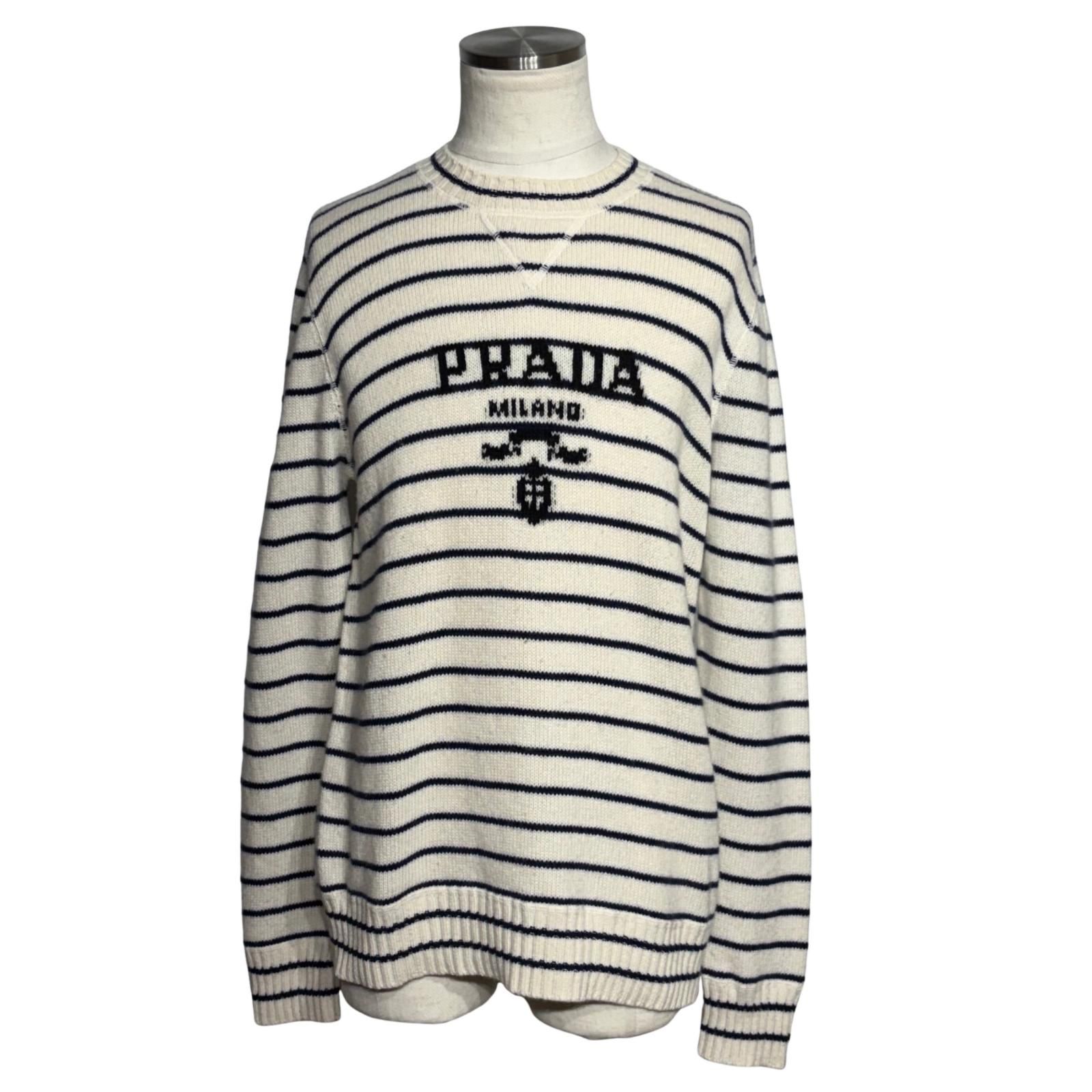 PRADA プラダ クルーネックセーター メンズ48（約Mサイズ） アイボリー