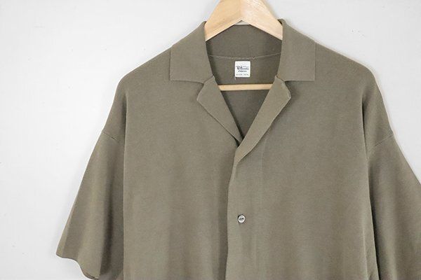 Ron Herman ◆ コットンシルク ニット 半袖 オープンカラーシャツ Lサイズ カーキ ロンハーマン ◆Y072