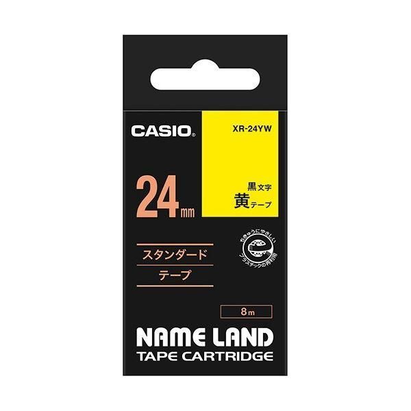 ds-(まとめ) カシオ CASIO ネームランド NAME LAND スタンダードテープ 24mm×8m 黄／黒文字 XR-24YW 1個 〔×10セット〕