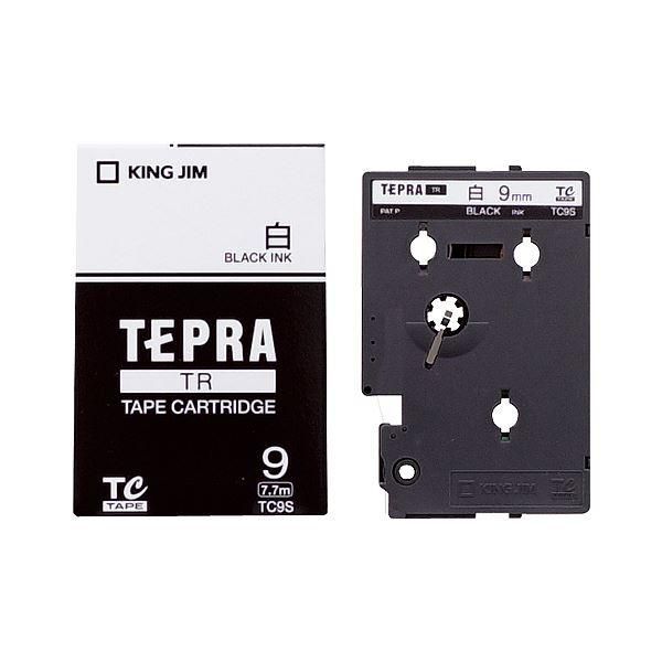 ds-(まとめ) キングジム テプラ TR テープカートリッジ 9mm 白／黒文字 TC9S 1個 〔×10セット〕