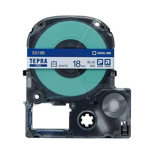 ds-(まとめ) キングジム テプラ PRO テープカートリッジ 18mm 白/青文字 SS18B 1個 〔×10セット〕