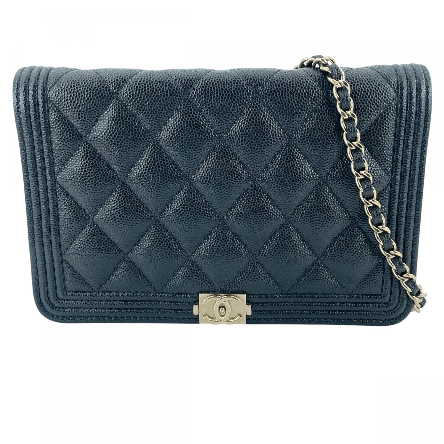 【中古】 CHANEL シャネル AP2439 ボーイシャネル チェーンウォレット キャビアスキン 23番台 ブラック レディース ショルダーバッグ 26021474 KJ