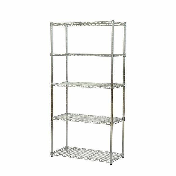 ds-スチールラック 約幅90cm 5段セット 支柱径25mmメッキ アジャスター付き 組立品 リビング ダイニング キッチン 子供部屋