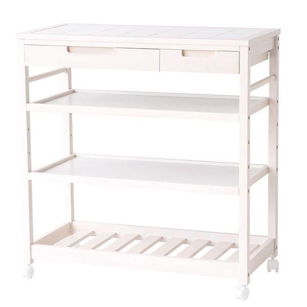 ds-キッチンワゴン Kitchen Wagon（Wide） ホワイト 〔組立品〕