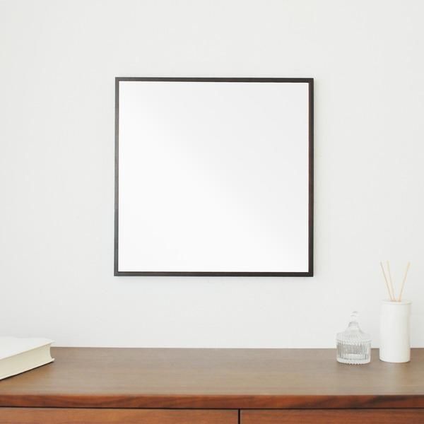 ds-〔2個セット〕細枠正方形ウォールミラー幅42cm (ブラウン/茶) 天然木 鏡 スリム 高級感 木製 飛散防止加工 壁掛け オシャレ 北欧風 玄関 トイレ 洗面 日本... 13,845円