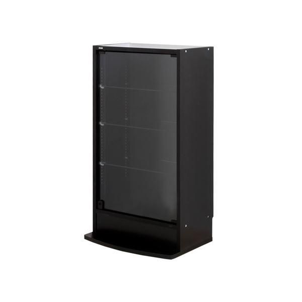 ds-コレクションケース/収納棚 〔レギュラー ロータイプ 本体 奥行29cm ブラック〕 幅54.1cm 強化ガラス扉 棚板 〔組立品〕