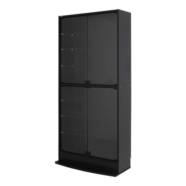 ds-コレクションケース/収納棚 〔ワイド ハイタイプ 本体 奥行29cm ブラック〕 幅83.1cm 強化ガラス扉 棚板 〔組立品〕