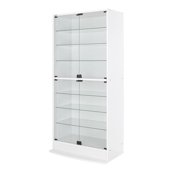 ds-コレクションケース/収納棚 〔ワイド ハイタイプ 本体 奥行39cm ホワイト〕 幅83.1cm 強化ガラス扉 棚板 〔組立品〕