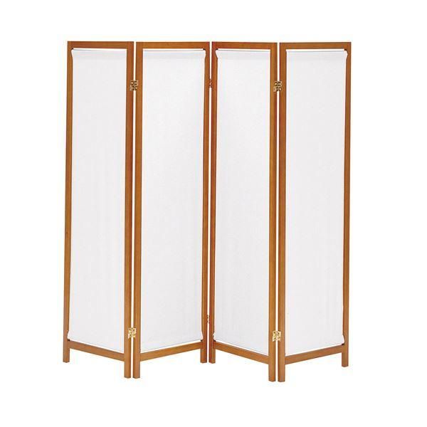ds-木製 スクリーン/パーテーション 〔帆布 4連 ブラウン〕 幅440×奥行20×高さ1500mm×4枚 〔リビング 客室 客間〕 完成品