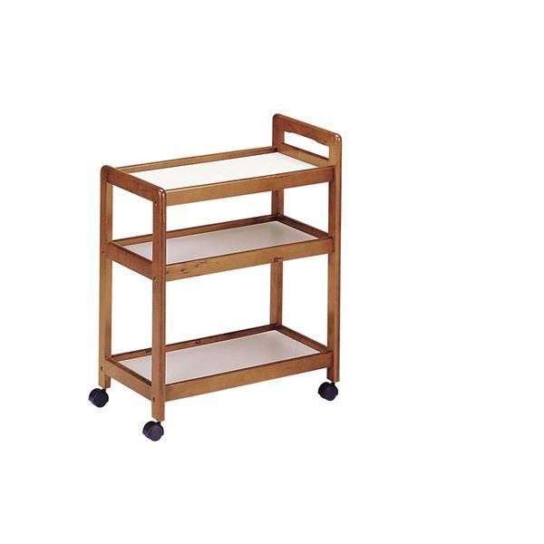 ds-木製 キッチンワゴン/キッチン収納 〔3段 ブラウン〕 幅585×奥行340×高さ740mm キャスター付き 〔台所〕 組立品