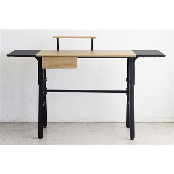 ds-パソコンデスク/学習机 〔ナチュラル〕 幅134cm 可動棚 引き出し付き スチール製 『デイ』 〔組立品〕 〔リビング〕