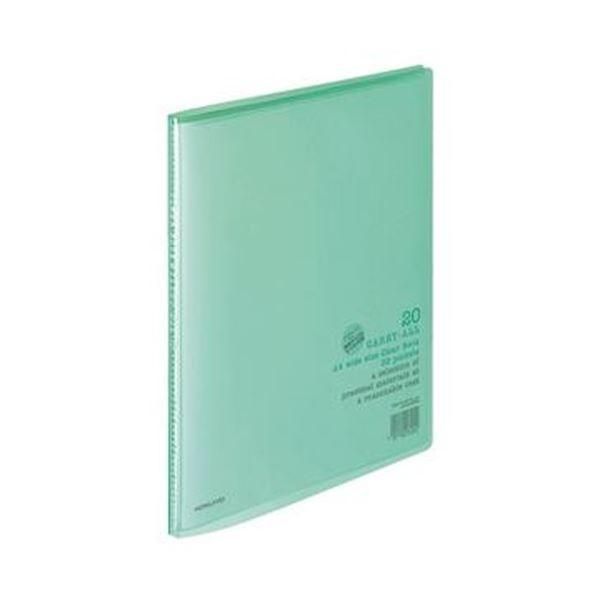 ds-(まとめ)コクヨ クリヤーブック(キャリーオール)固定式 A4ワイド 20ポケット 背幅11mm 緑 ラ-3G 1セット(10冊)〔×3セット〕