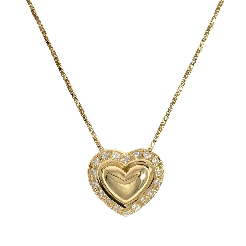 サンローラン SAINT LAURENT ハートモチーフ ネックレス ダイヤモンド 0.18ct K18YG 4.4g イエローゴールド レディース【中古】