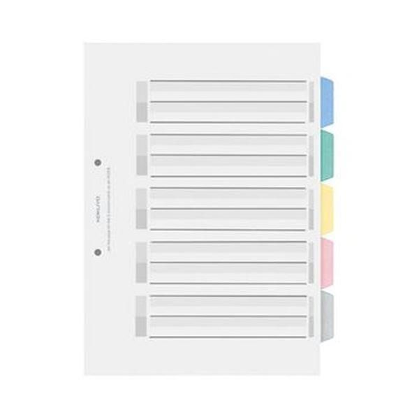 ds-（まとめ）コクヨ カラー仕切カード（PP）（ファイル用・5山見出し）A4タテ 2穴 5色+扉紙 シキ-P30 1セット（25組：5組×5パック）〔×3セット〕
