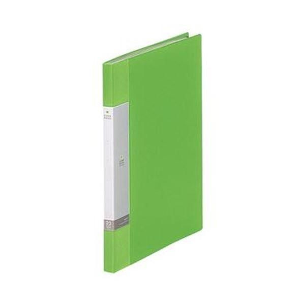 ds-（まとめ）リヒトラブ リクエスト クリヤーブックA4タテ 20ポケット 背幅16mm 黄緑 G3201-6 1セット（10冊）〔×5セット〕