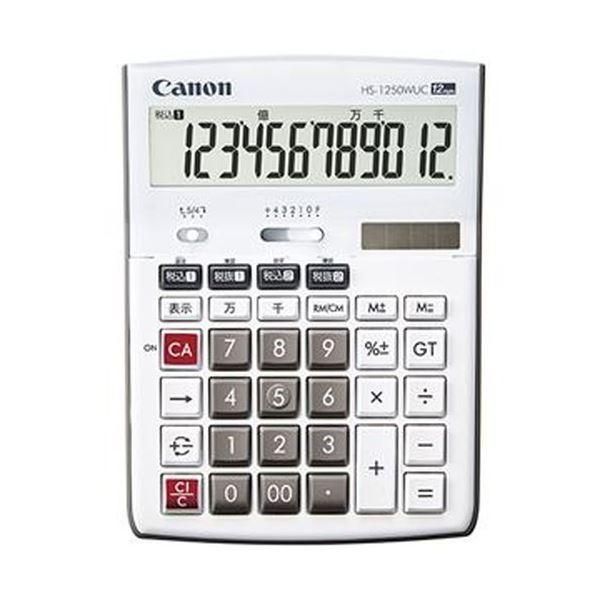 ds-（まとめ）キヤノン 卓上電卓 HS-1250WUC12桁 3896C001 1台〔×5セット〕
