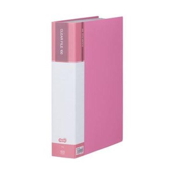 ds-（まとめ）TANOSEE クリヤーファイル（台紙入）A4タテ 100ポケット 背幅62mm ピンク 1冊〔×10セット〕