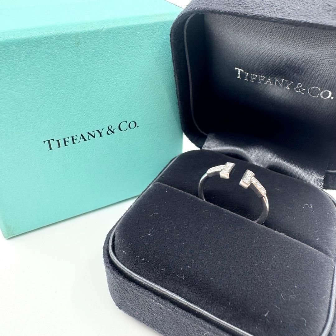 ティファニー Tワイヤーリング Au750 K18 WG ダイヤ Tiffany