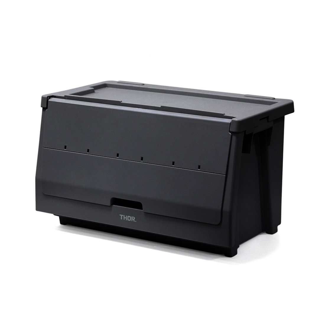 前開き式 収納棚 THOR Stacking Shelf Container 50L Black スタッキング シェルフ コンテナ リビング キッチン 衣類 倉庫 車 トランク オフィス 寝室 玄関 整理棚 インテリア雑貨 送料無料 アウトドア 業務用 引越し