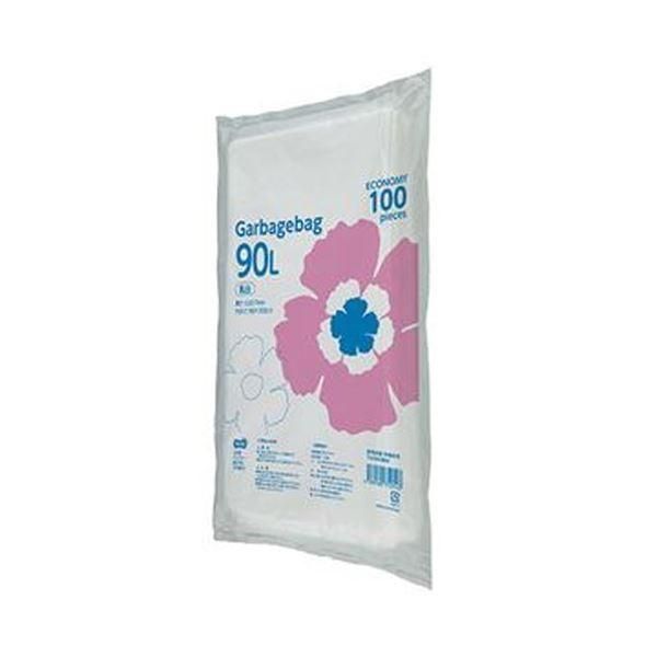 ds-（まとめ）TANOSEE ゴミ袋エコノミー乳白半透明 90L 1パック（100枚）〔×10セット〕