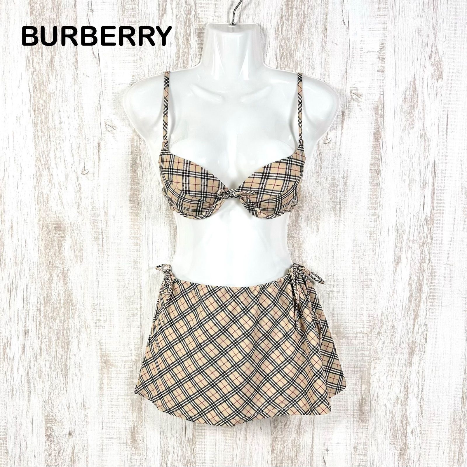 BURBERRY BLUE LABEL バーバリーブルーレーベル ノバチェック ビキニ ３点セット ベージュ 水着