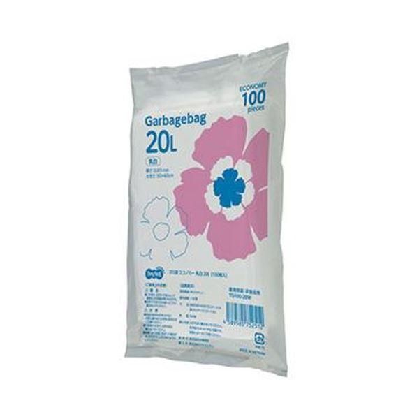 ds-（まとめ）TANOSEE ゴミ袋エコノミー乳白半透明 20L 1パック（100枚）〔×20セット〕