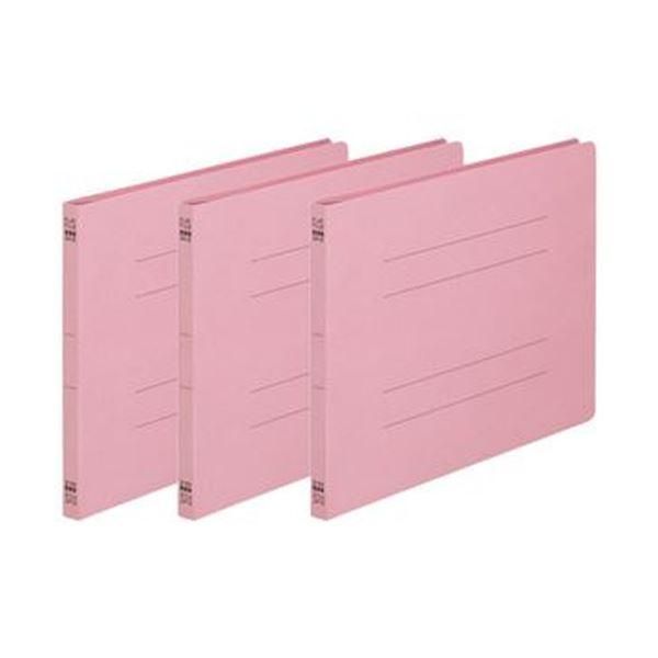 ds-（まとめ）TANOSEE フラットファイル（ノンステープルタイプ）A4ヨコ 150枚収容 背幅18mm ピンク 1パック（3冊）〔×50セット〕