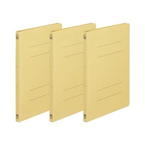 ds-（まとめ）TANOSEE フラットファイル（ノンステープルタイプ）A4タテ 150枚収容 背幅18mm 黄 1パック（3冊）〔×100セット〕