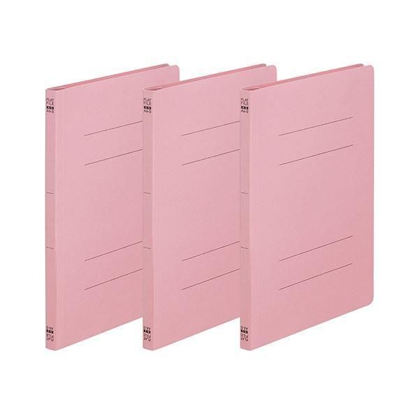 ds-（まとめ）TANOSEE フラットファイル（ノンステープルタイプ）A4タテ 150枚収容 背幅18mm ピンク 1パック（3冊）〔×50セット〕