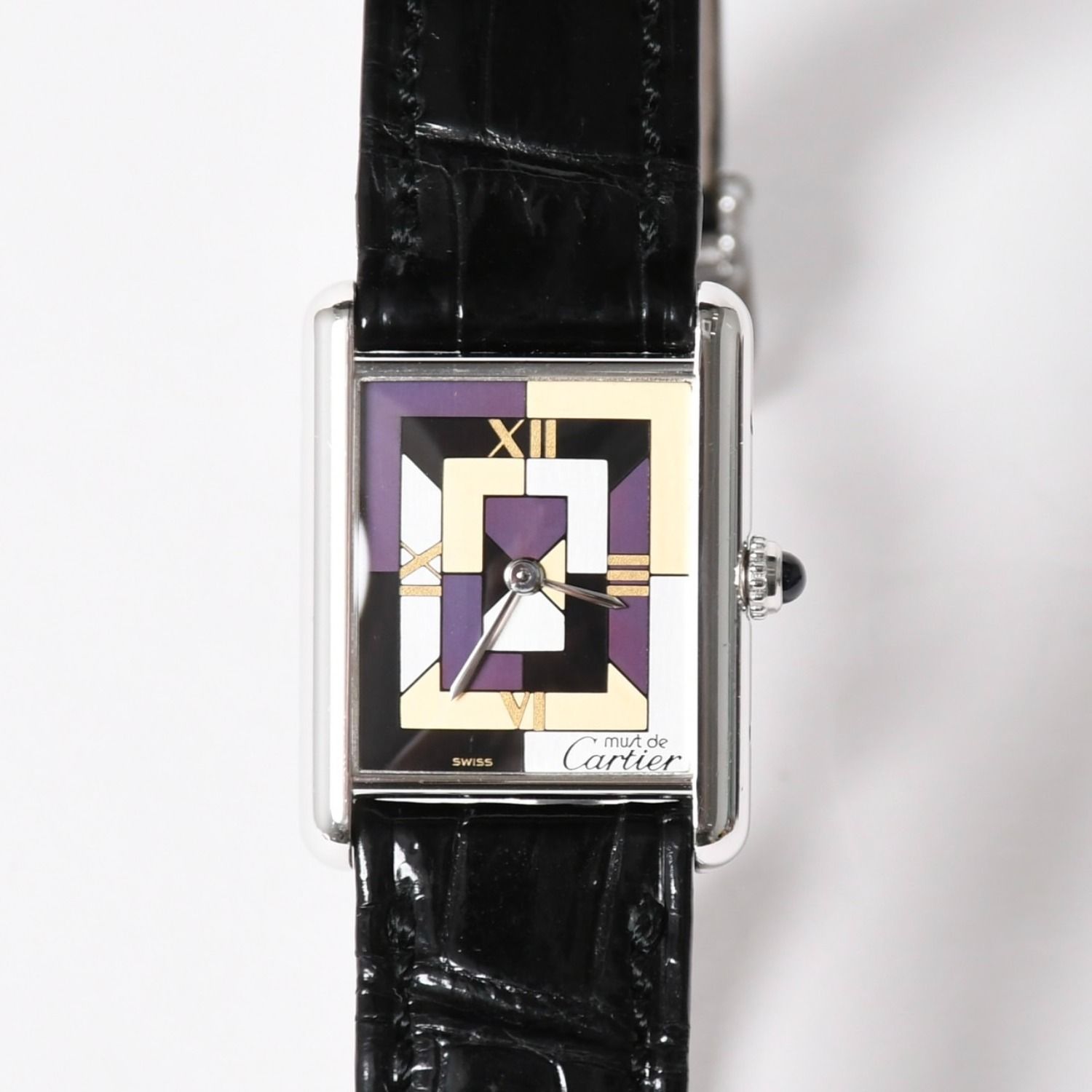 極美品 CARTIER カルティエ マストタンク LM アールデコ 腕時計 W1008095 SV925 SS 社外革 QZ マルチ文字盤 世界1000本限定 中古 4a005459