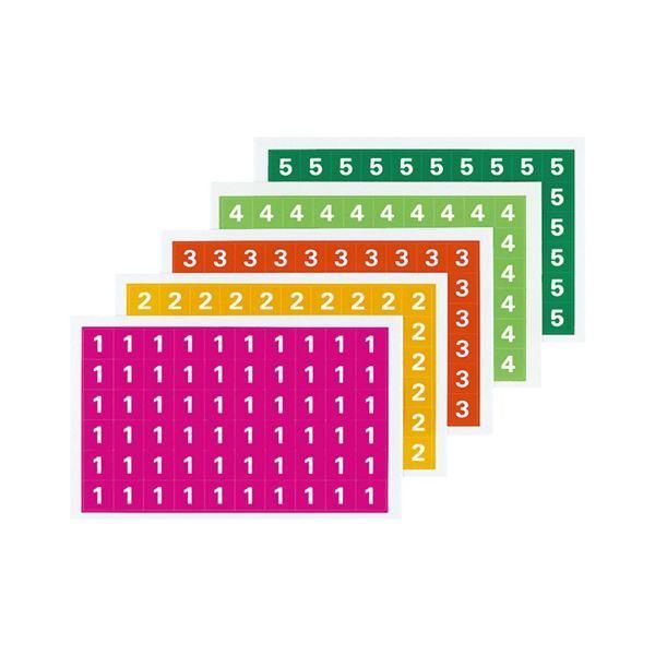 ds-(まとめ)コクヨ ナンバーシール(ミックス)(1~5)ハードカラー L-FCM-1 1パック(300片:60片×5シート)〔×10セット〕