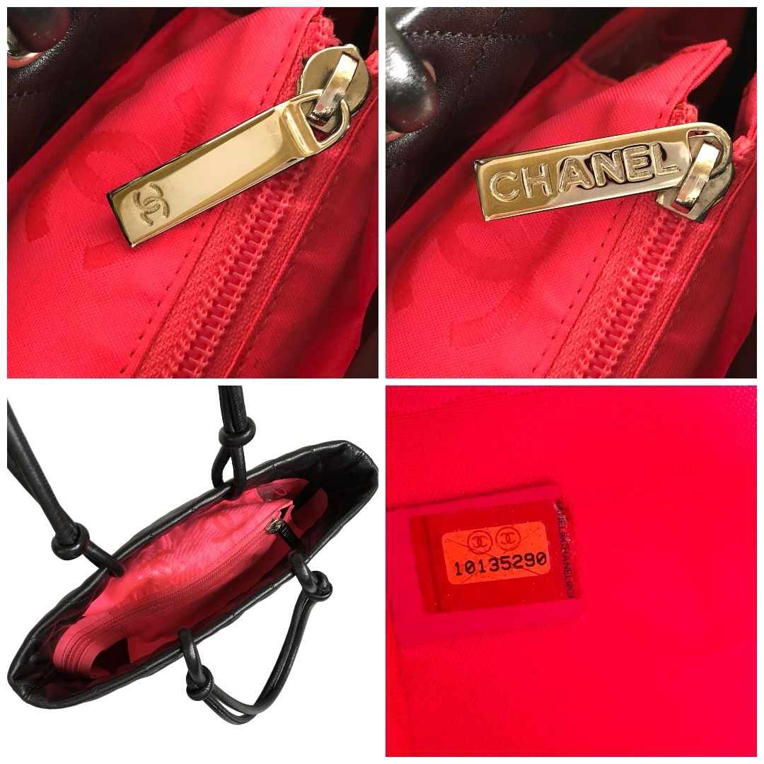 CHANEL シャネル カンボンライン トート 10番台 ブラック ラムスキン
