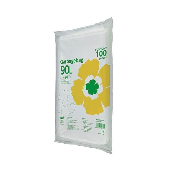 ds-（まとめ）TANOSEE ゴミ袋エコノミー 半透明 90L 1パック（100枚）〔×5セット〕