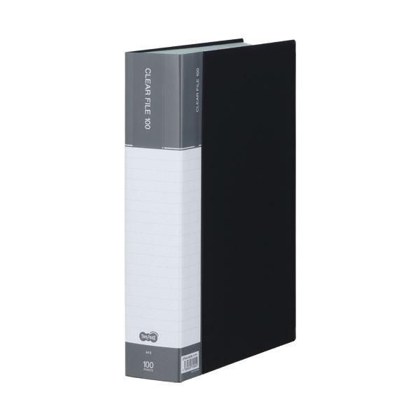 ds-（まとめ）TANOSEE クリヤーファイル（台紙入）A4タテ 100ポケット 背幅62mm ダークグレー 1冊〔×5セット〕 7,931円