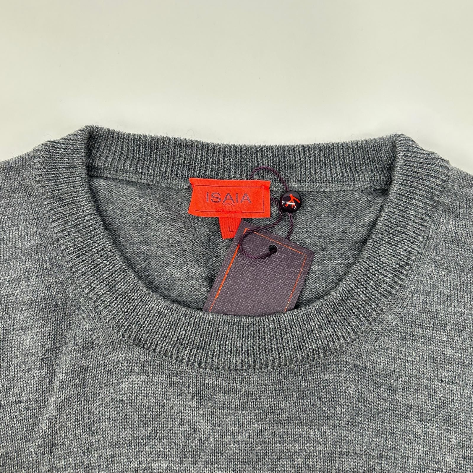 ISAIA イザイア モックネック ハイゲージ ウール ニット ロゴ 刺繍