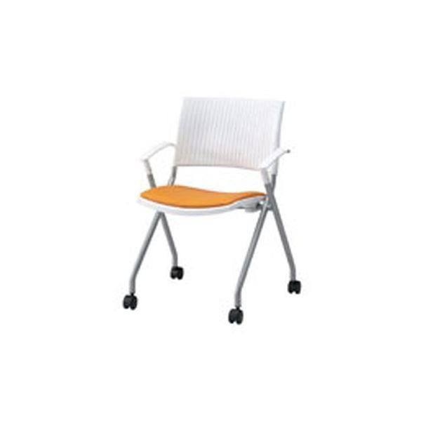 ds-ジョインテックス 会議イス FJC-K6AL OR オレンジ 肘付