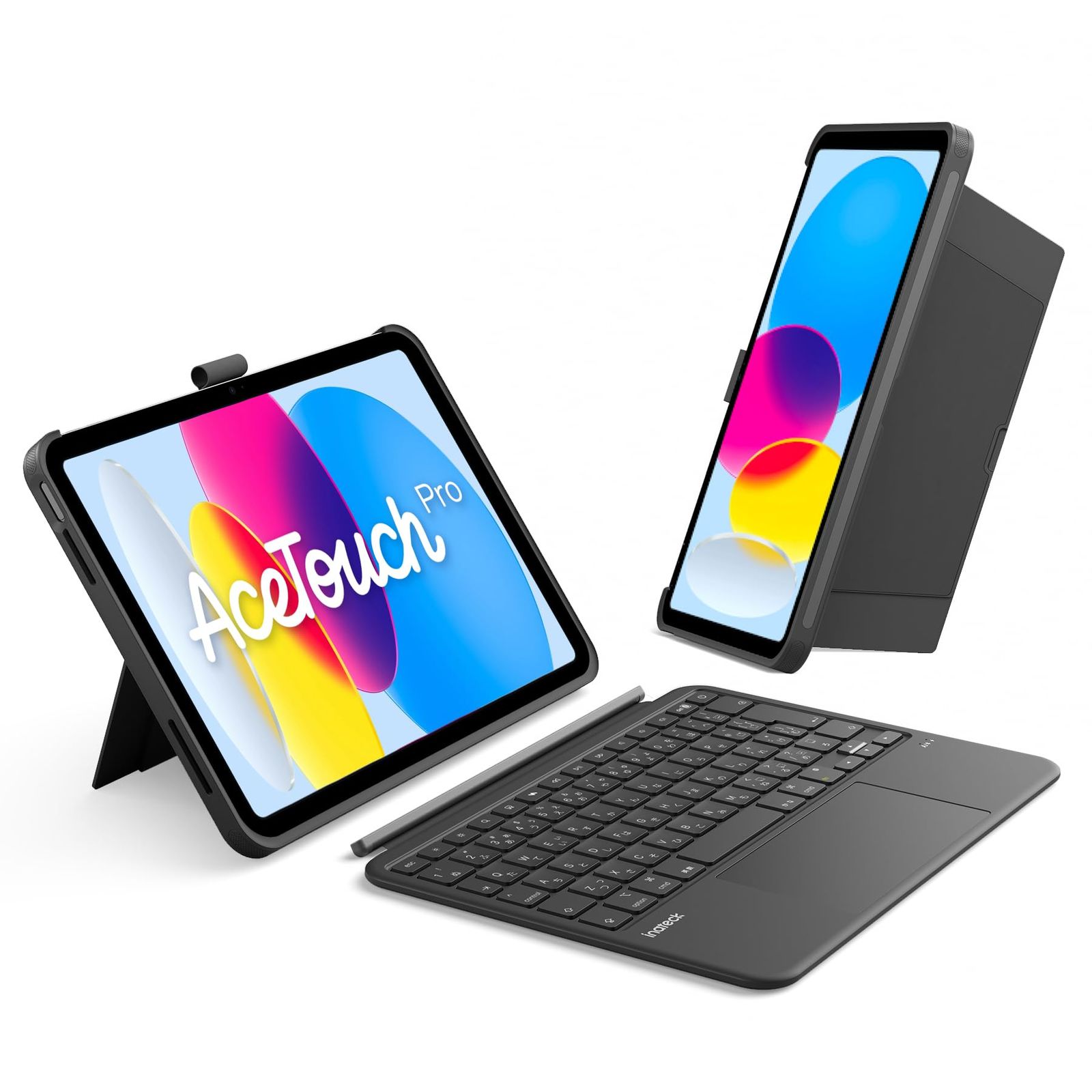 iPad A16 第11世代 iPad 11インチ | 第10世代 10.9インチ対応 5.1インチマルチタッチトラックパッド 着脱式キーボード キーボードケース 縦横スタンド対応 360度保護 A16/10世代用 ペンホルダー付き JIS日本語配列 AceT