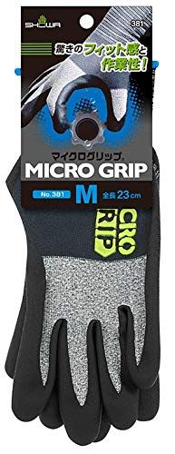 ショーワグローブ マイクログリップ (タグ付) フィット感重視 マイクロファイバー作業用手袋 グレー 10双組 381 (Mサイズ)送料無料 c5556d00