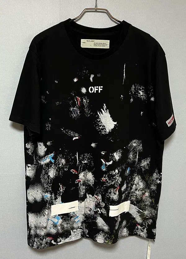 オフホワイト GALAXY ブラッシュド メンズ 半袖Tシャツ ブラック カジュアル BIGロゴ M 95