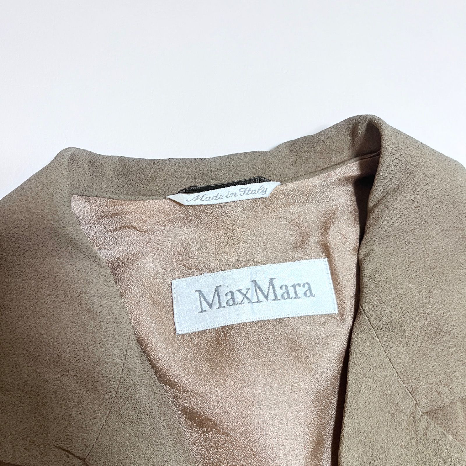 cR01 Max Mara 白タグ 麻混 テーラードジャケット 薄手 シングルボタン 