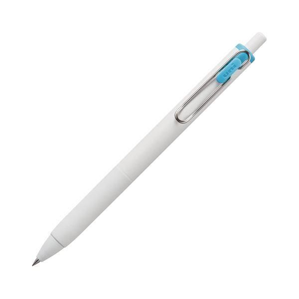 ds-（まとめ）三菱鉛筆 ゲルインクボールペン ユニボール ワン 0.38mm スカイブルー （軸色：オフホワイト） UMNS38.48 1本 〔×50セット〕
