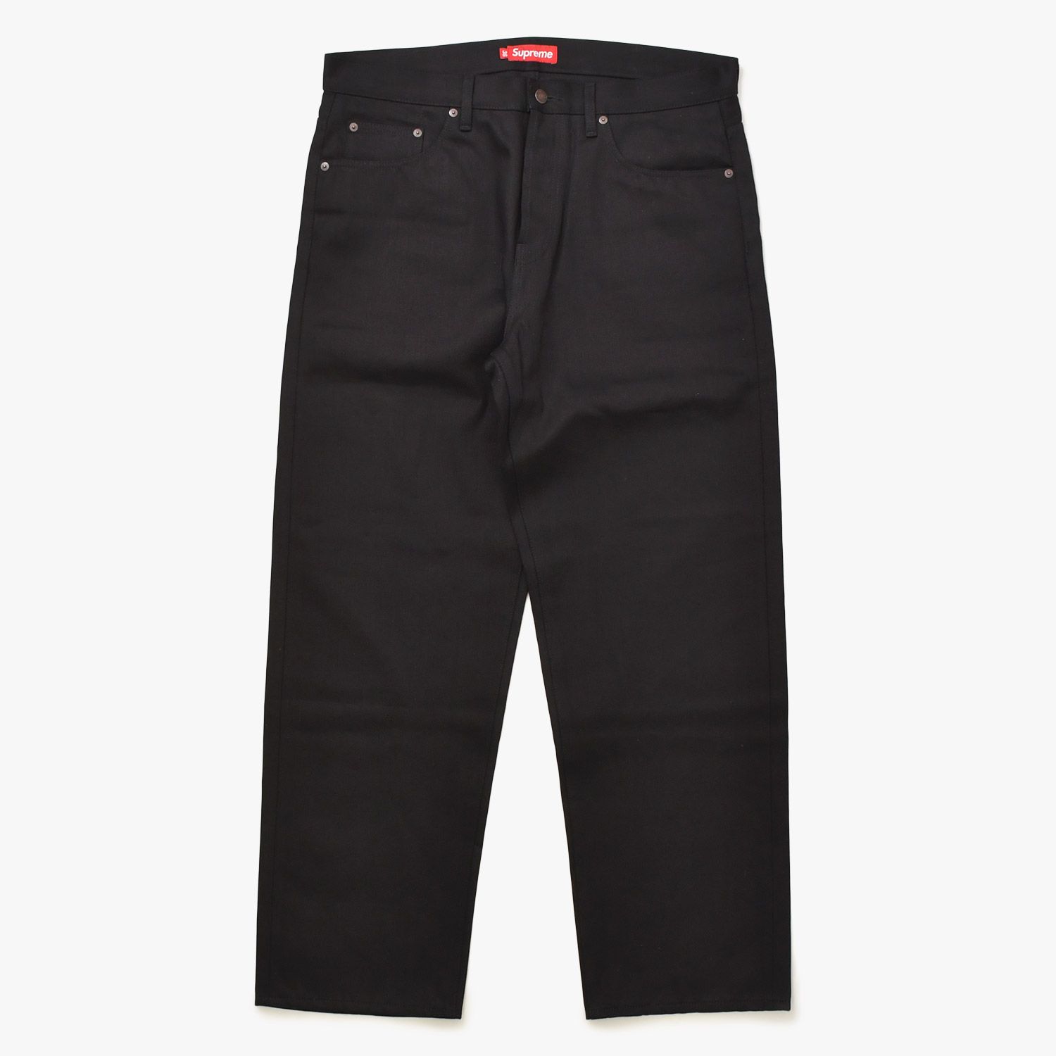 極美品 Supreme シュプリーム リジッド セルビッチ デニム ロゴパッチ コットン サイズ36 ブラック 中古 4a006132