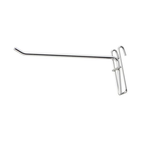 ds-（まとめ）店研創意 ストア・エキスプレス スリムNフック φ5mm L15cm クロームメッキ 1パック（10本） 〔×10セット〕