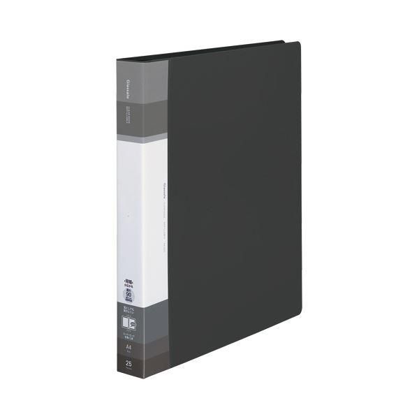 ds-(まとめ)コクヨ クリヤーブック(Glassele) 替紙式・背ポケット A4タテ 30穴 25ポケット付属 背幅35~54mm ブラック ラ-GLB730D 1冊 〔×5セット〕