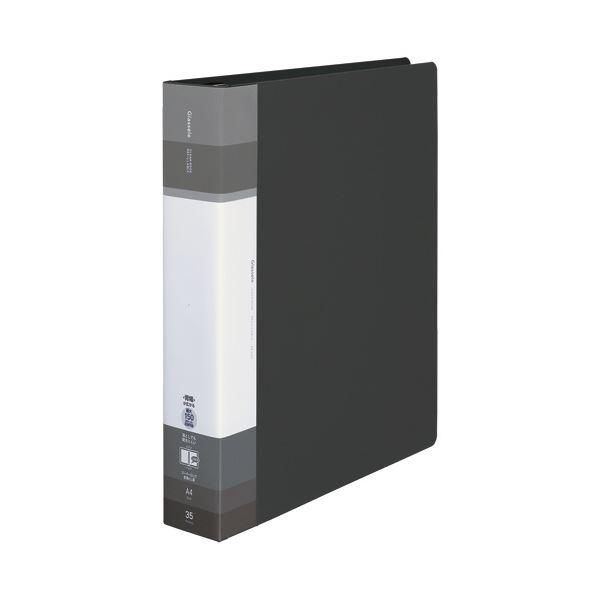 ds-(まとめ)コクヨ クリヤーブック(Glassele) 替紙式・背ポケット A4タテ 30穴 35ポケット付属 背幅55~72mm ブラック ラ-GLB740D 1冊 〔×5セット〕