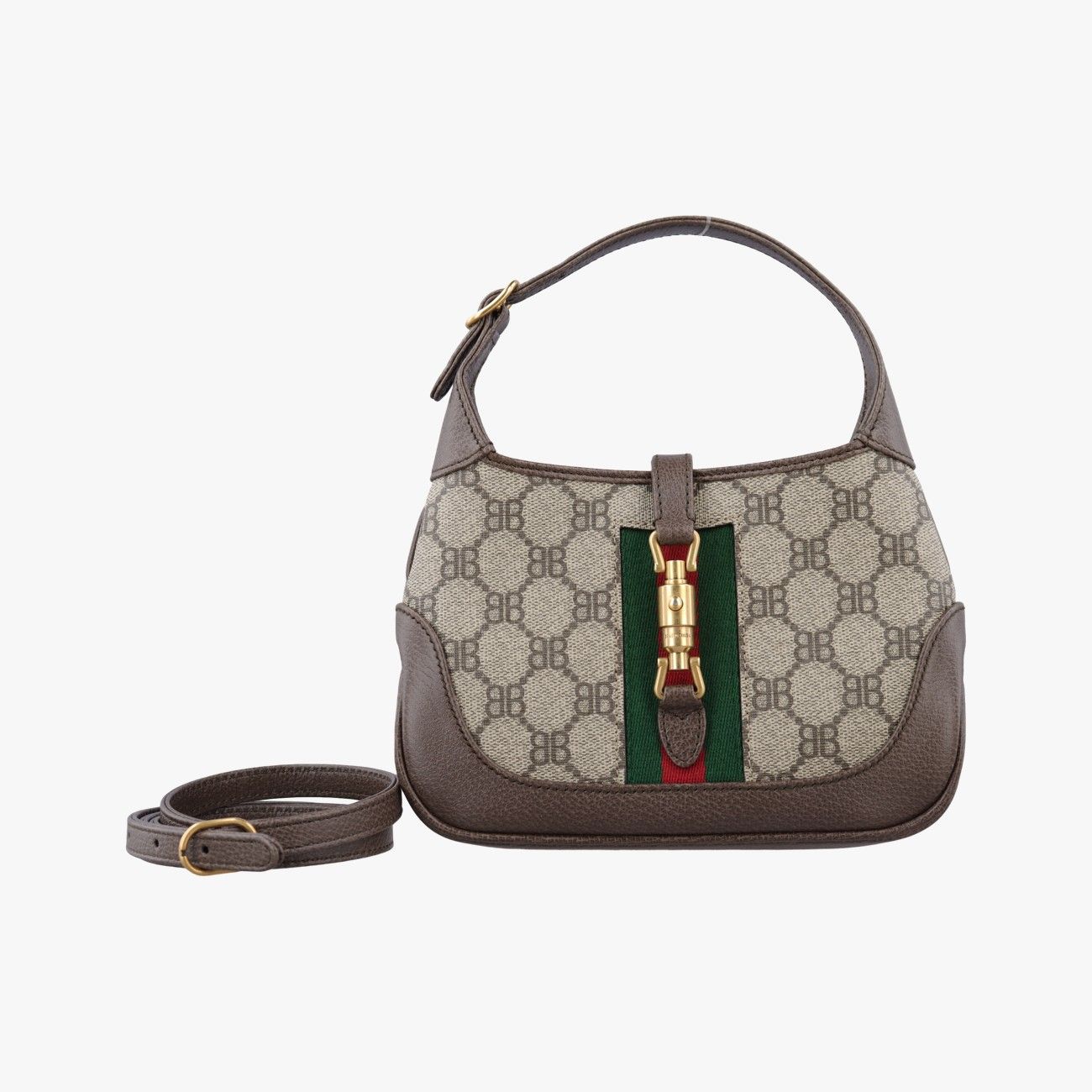 バレンシアガBalenciagaザ ハッカー ジャッキー ブラウン×ベージュ×マルチ PVCコーティングキャンバス×レザー 680132 680132.0001.R.493075